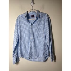 Men's Untuckit Light Blue White Check Long Sleeve Button Down Shirt Sz M